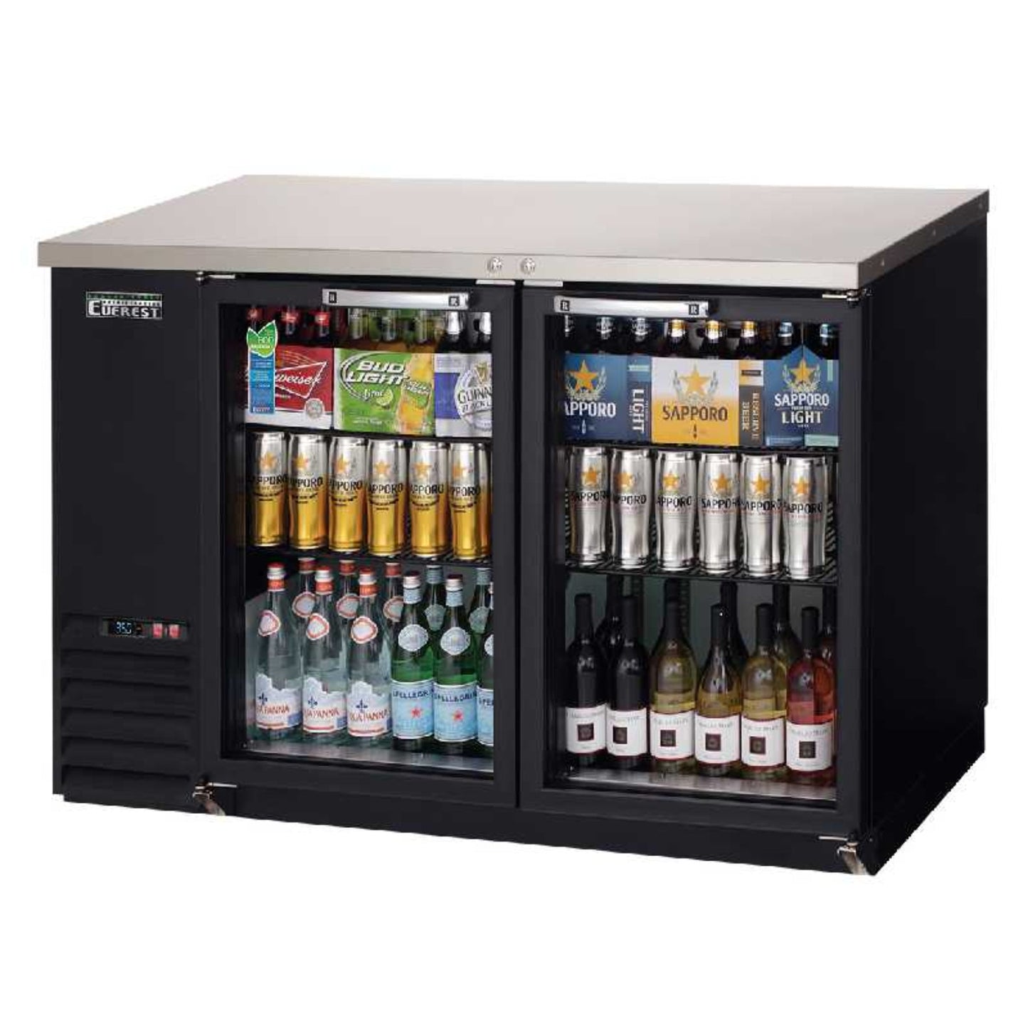 Everest Commercial 49" Back Bar Refrigerator Cooler Two Section 14 cu. ft. - EBB48G