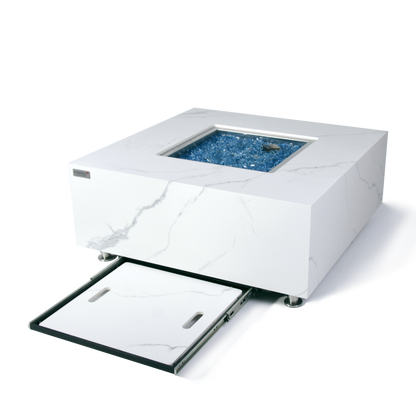 Bianco Fire Table with Lid Compartment