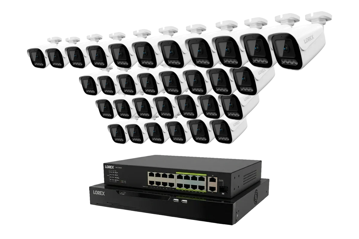 Lorex Connect X Series 4K 32-Channel Wired NVR System with X3 Bullet Security Cameras - 8TB (Cables not included)