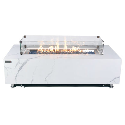 Carrara Fire Table with Wind Screen