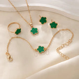 Five Piece Petal Clover Jewelry Set