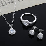 Silver Crystal Pendant Jewelry Set