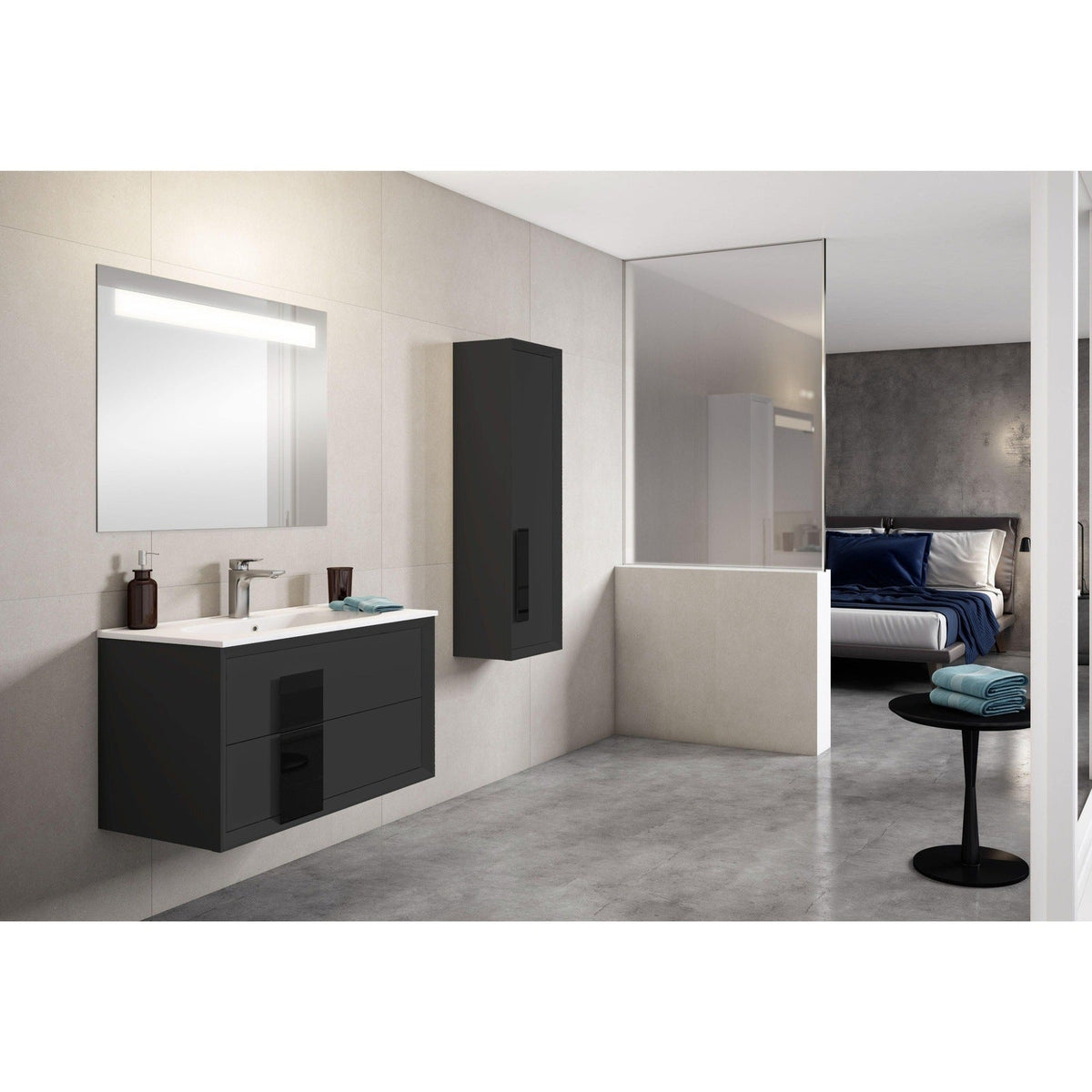 Lucena Bath DÃ©cor Cristal 24" Floating Bathroom Vanity in White, Black, Grey, White and Black, White and Grey or Black and Grey - Backyard Provider