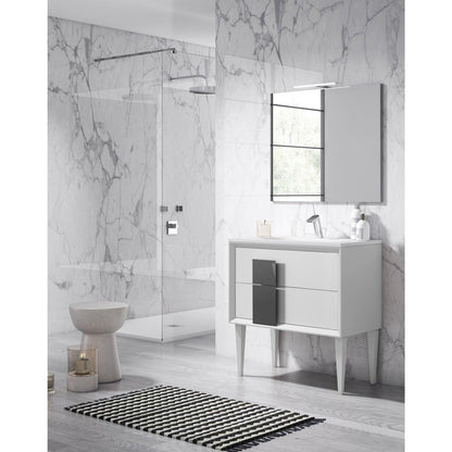 Lucena Bath 32" DÃ©cor Cristal Freestanding Vanity in White/Black/Grey and glass handle - Backyard Provider
