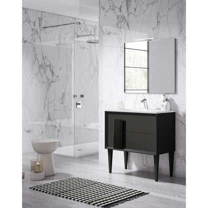 Lucena Bath DÃ©cor Cristal 24" Freestanding Bathroom Vanity in White/Black or Grey and glass handle - Backyard Provider
