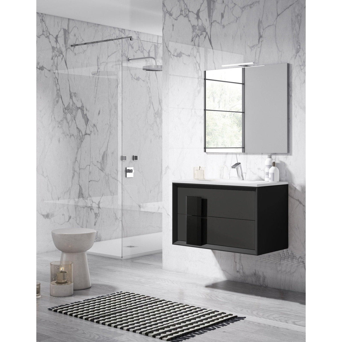 Lucena Bath 64" DÃ©cor Cristal Double Floating Vanity in White / Black / Grey - Backyard Provider