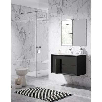 Lucena Bath DÃ©cor Cristal 24" Floating Bathroom Vanity in White, Black, Grey, White and Black, White and Grey or Black and Grey - Backyard Provider