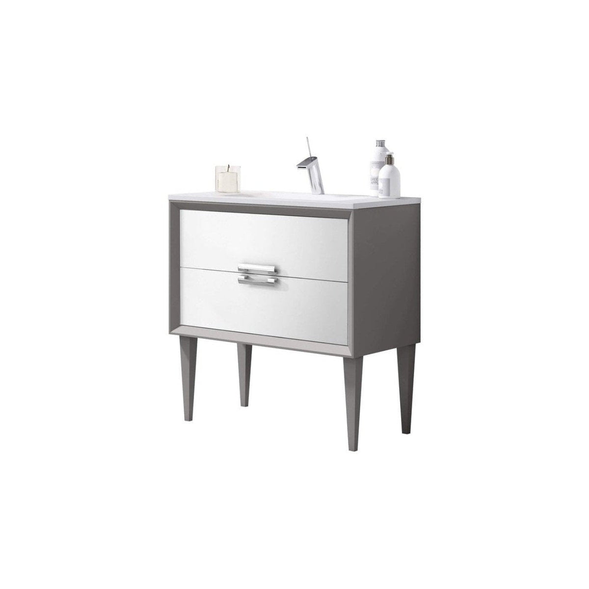 Lucena Bath 24" DÃ©cor Tirador Freestanding Vanity in White, Black, Gray or White and Silver. - Backyard Provider