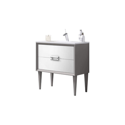 Lucena Bath 24" DÃ©cor Tirador Freestanding Vanity in White, Black, Gray or White and Silver. - Backyard Provider
