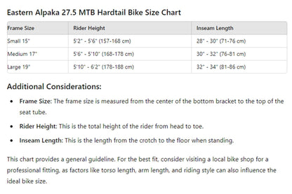 Eastern Alpaka 27.5 MTB Hardtail Bike - Blue