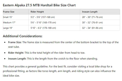 Eastern Alpaka 27.5 MTB Hardtail Bike - Blue