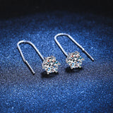 S925 Silver White Gold Plated 1CT Moissanite Drop Earrings