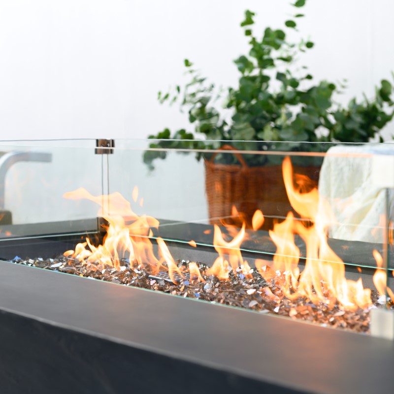 Elementi Plus Cape Town Fire Table Closeup with Flame