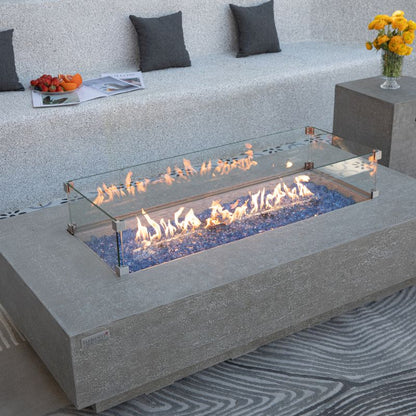 Elementi Plus Riviera Fire Table with windscreen and flame Outdoor