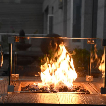 Elementi Rova Fire Bar Table Close Up Flame Set up