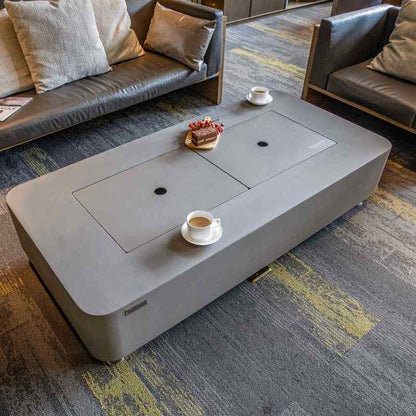 Elementi Sydney ethanol fire Pit Space Grey with lid cover Top view