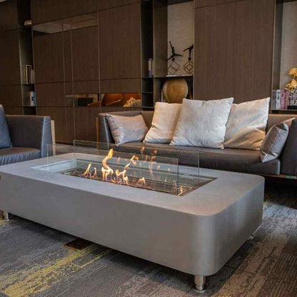 Elementi Sydney ethanol fire Pit Space Grey with windscreen indoor