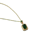 Luxury Emerald Green Stone Jewelry Set with Zircon Earrings & Ring