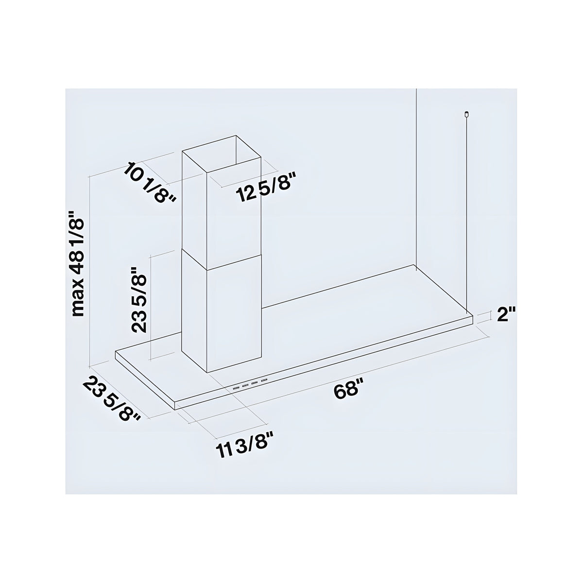 Falmec Lumen Isola 70 in Overhang Island Mount Range Hood in Stainless Steel - Fdlum70i5ss