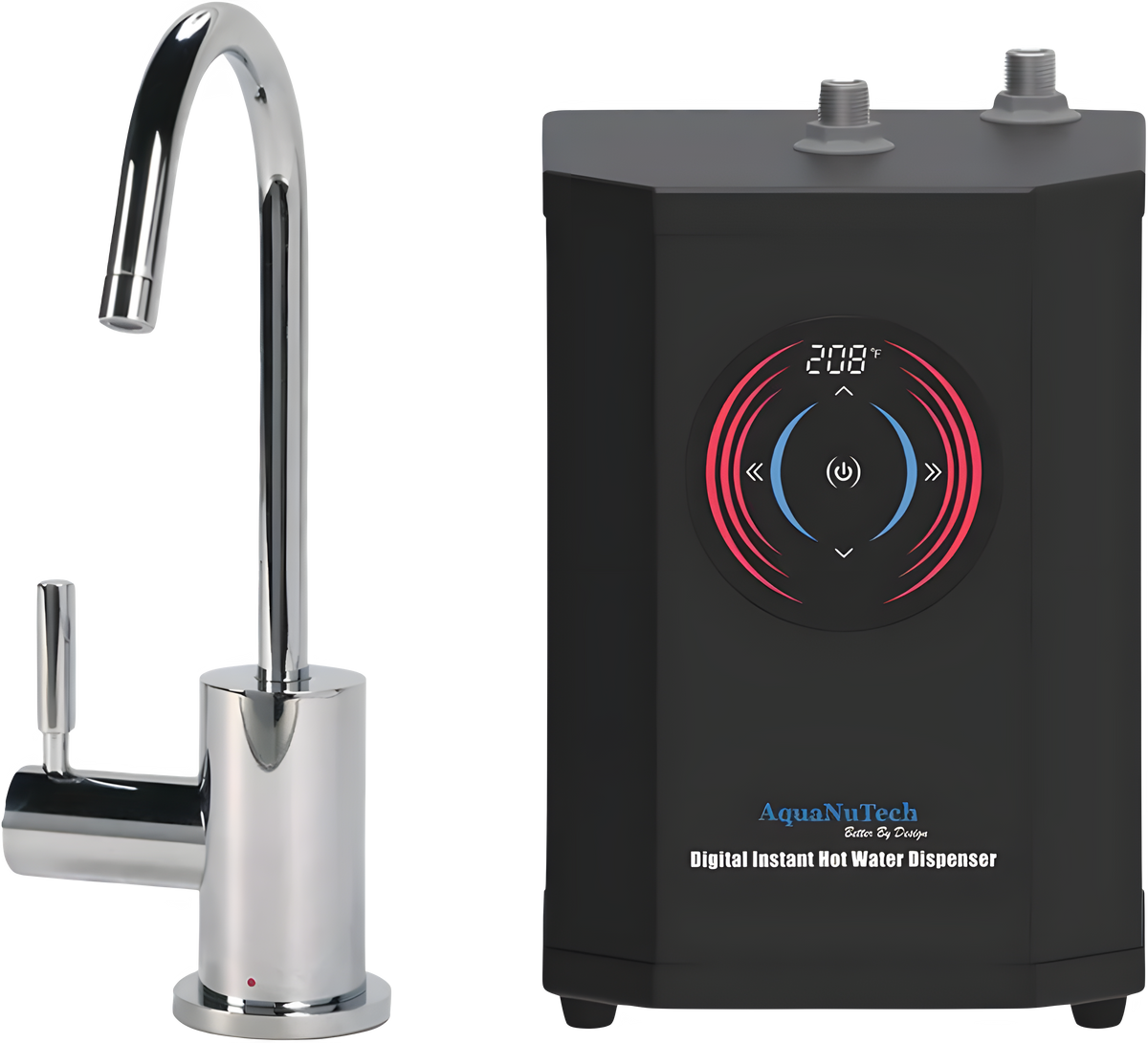 AquaNuTech Digital Instant Hot Water Dispenser with Hot Only Contemporary C-Spout Faucet New - HT-H2400-CH