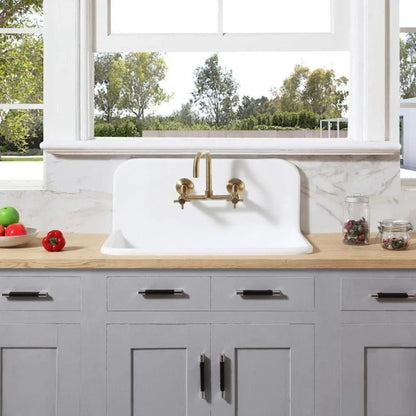 Kingston Brass Arcticstone 30 in. Solid Surface Farmhouse Kitchen Sink with Backsplash in Matte White (GKTA302119)