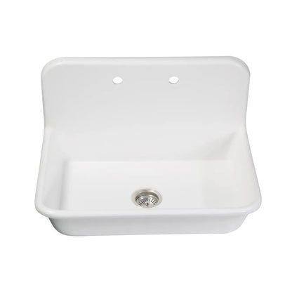 Kingston Brass Arcticstone 30 in. Solid Surface Farmhouse Kitchen Sink with Backsplash in Matte White (GKTA302119)