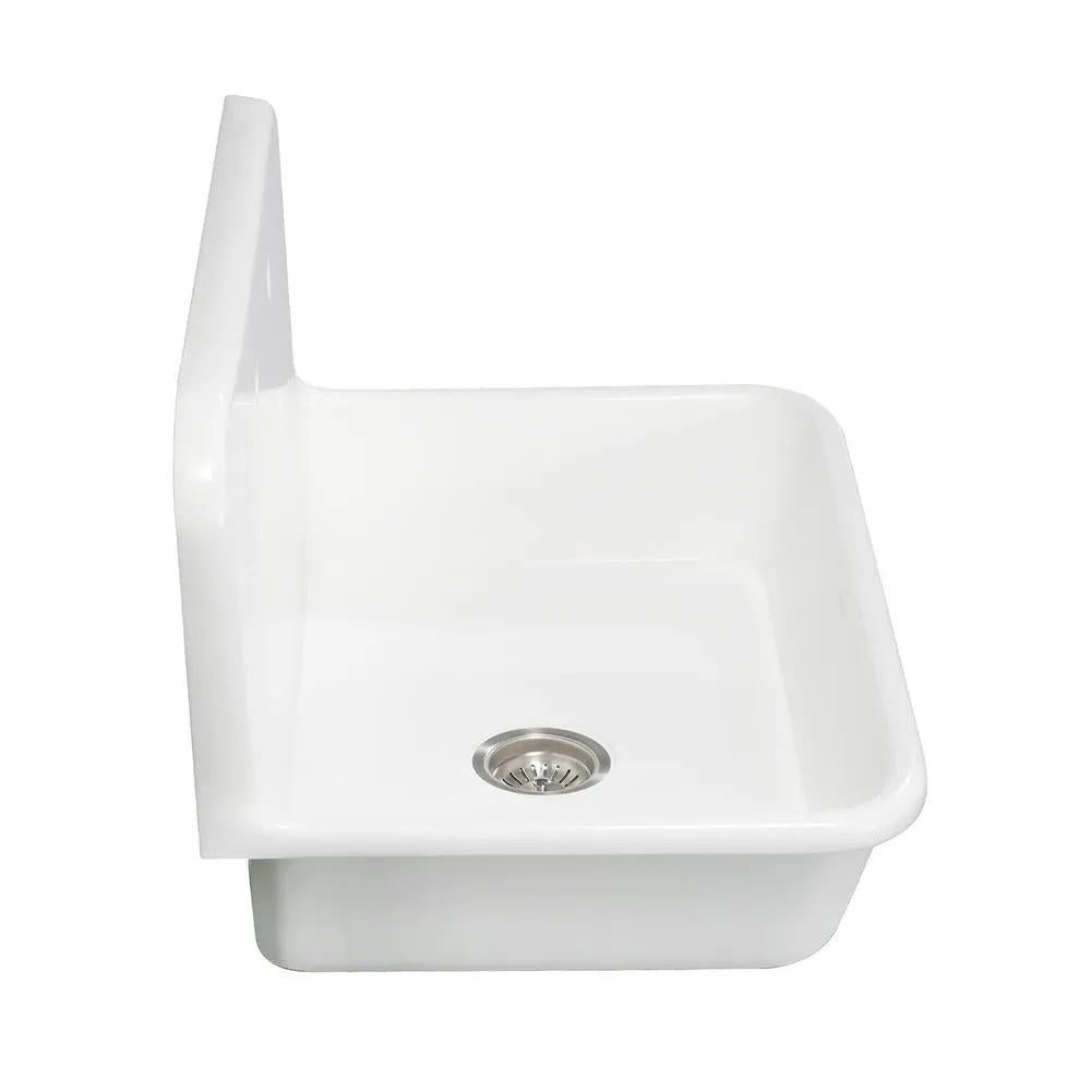 Kingston Brass Arcticstone 30 in. Solid Surface Farmhouse Kitchen Sink with Backsplash in Matte White (GKTA302119)