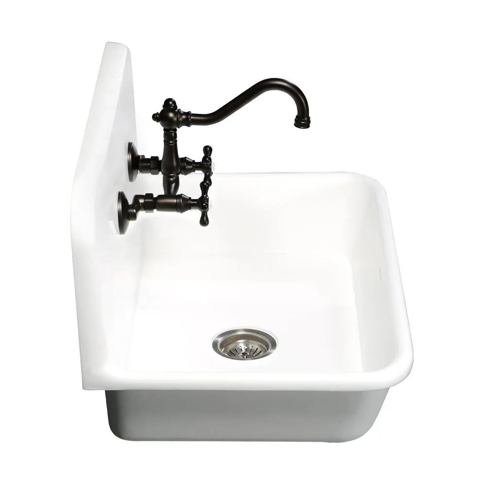 Kingston Brass Arcticstone 30 in. Solid Surface Farmhouse Kitchen Sink with Backsplash in Matte White (GKTA302119)