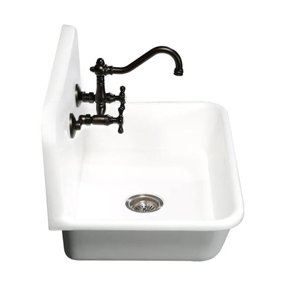 Kingston Brass Arcticstone 30 in. Solid Surface Farmhouse Kitchen Sink with Backsplash in Matte White (GKTA302119)