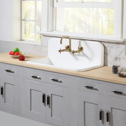 Kingston Brass Arcticstone 36 in. Solid Surface Farmhouse Kitchen Sink with Backsplash in Matte White (GKTA362119)