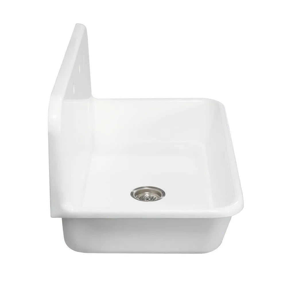 Kingston Brass Arcticstone 36 in. Solid Surface Farmhouse Kitchen Sink with Backsplash in Matte White (GKTA362119)