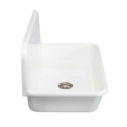 Kingston Brass Arcticstone 36 in. Solid Surface Farmhouse Kitchen Sink with Backsplash in Matte White (GKTA362119)