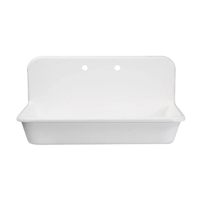 Kingston Brass Arcticstone 36 in. Solid Surface Farmhouse Kitchen Sink with Backsplash in Matte White (GKTA362119)