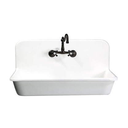 Kingston Brass Arcticstone 36 in. Solid Surface Farmhouse Kitchen Sink with Backsplash in Matte White (GKTA362119)