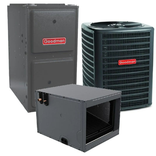 Goodman - 2 Ton/60,000 BTU 92% AFUE Gas Furnace and Air Conditioner System - Horizontal - 15.2 SEER2 - R32 - CHPTA3026B3