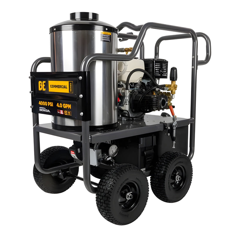 BE Power 4,000 PSI - 4.0 GPM Hot Water Pressure Washer with Honda GX390 Engine and Comet Triplex Pump - PowerGen USA - HW4013HC