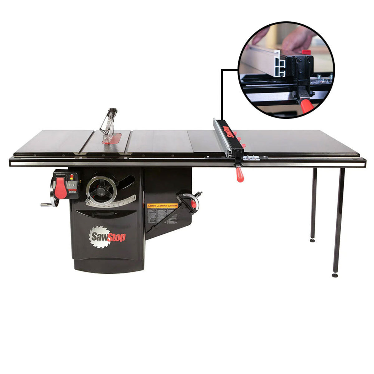 SawStop 5HP, 1ph, 230v Industrial Cabinet Saw w/52" T-Glide Advance Fence, Rails & Extension Table - ICS51230-ATGI52