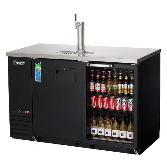 Everest - EBDS2-BBG-24, Commercial 49" Back Bar Direct Draw Keg Refrigerator Cooler Beer Dispenser - EBDS2-BBG-24
