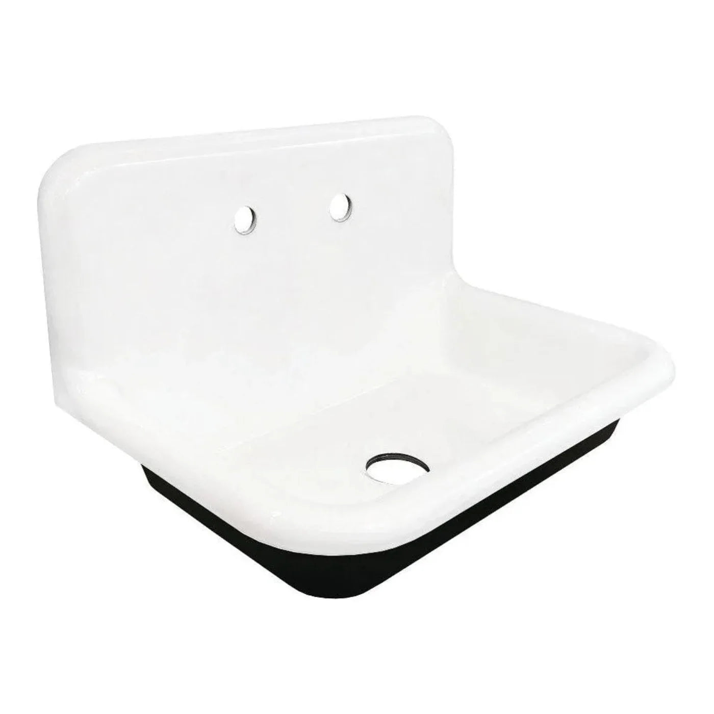 Kingston Brass 30 in. Cast Iron Single Bowl Wall Mount Sink with Backsplash in White - GCLWS302019