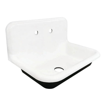 Kingston Brass 30 in. Cast Iron Single Bowl Wall Mount Sink with Backsplash in White - GCLWS302019
