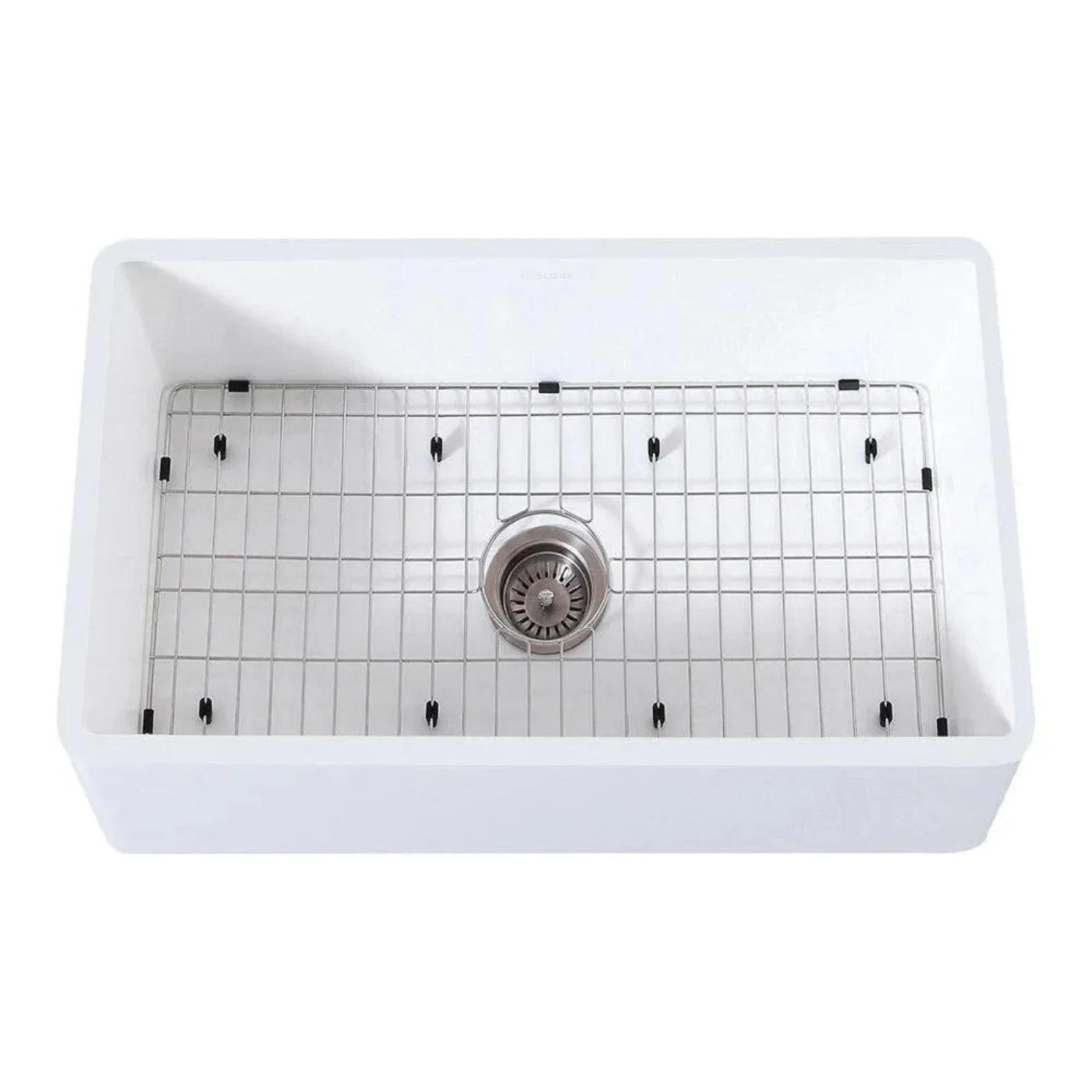 Kingston Brass 30 in. Farmhouse Apron Front Kitchen Sink with Strainer and Grid in Matte White - KGKFA301810BC