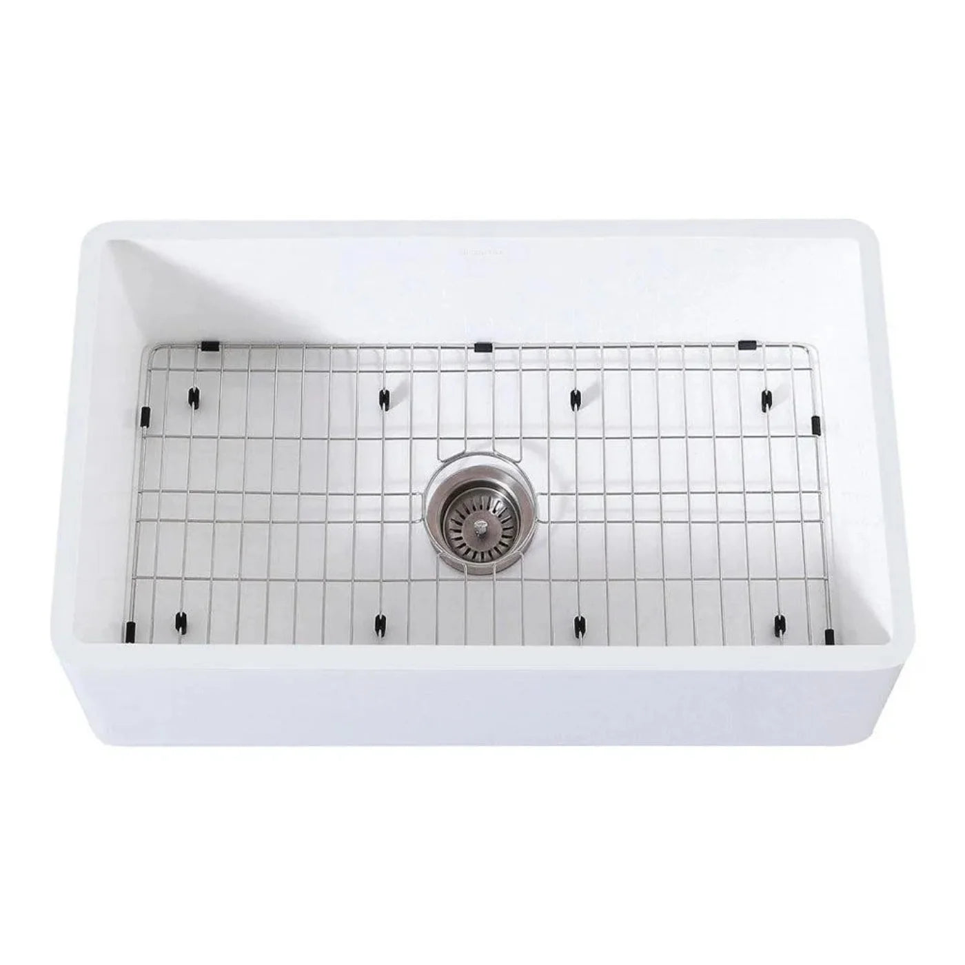 Kingston Brass 33 in. Farmhouse Apron Front Kitchen Sink with Strainer and Grid in Matte White - KGKFA331810BC