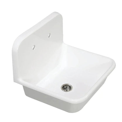 Kingston Brass Arcticstone 24 in. Solid Surface White Stone Single Bowl Top-Mount Kitchen Sink with Backsplash and Strainer in Matte White - GKTA242119