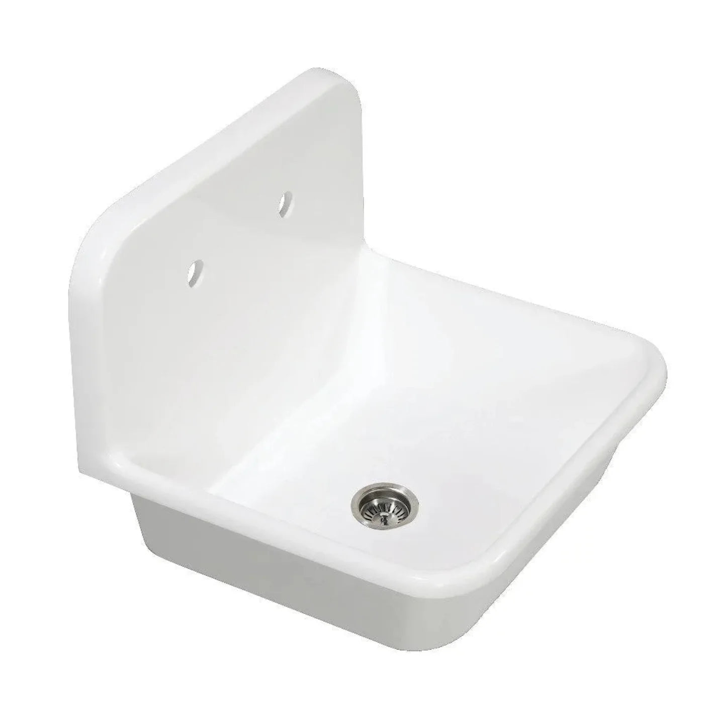 Kingston Brass Arcticstone 24 in. Solid Surface White Stone Single Bowl Top-Mount Kitchen Sink with Backsplash and Strainer in Matte White - GKTA242119