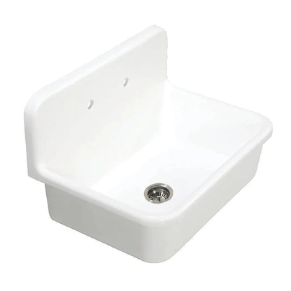 Kingston Brass Arcticstone 30 in. Solid Surface Top-Mount Kitchen Sink with Backsplash in Matte White - GKTA3020198