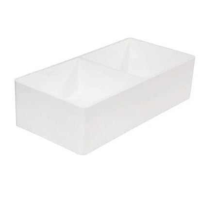 Kingston Brass Arcticstone 36 in. Solid Surface Farmhouse Apron Front Kitchen Sink in Matte/Glossy White - GPFA361810BCD