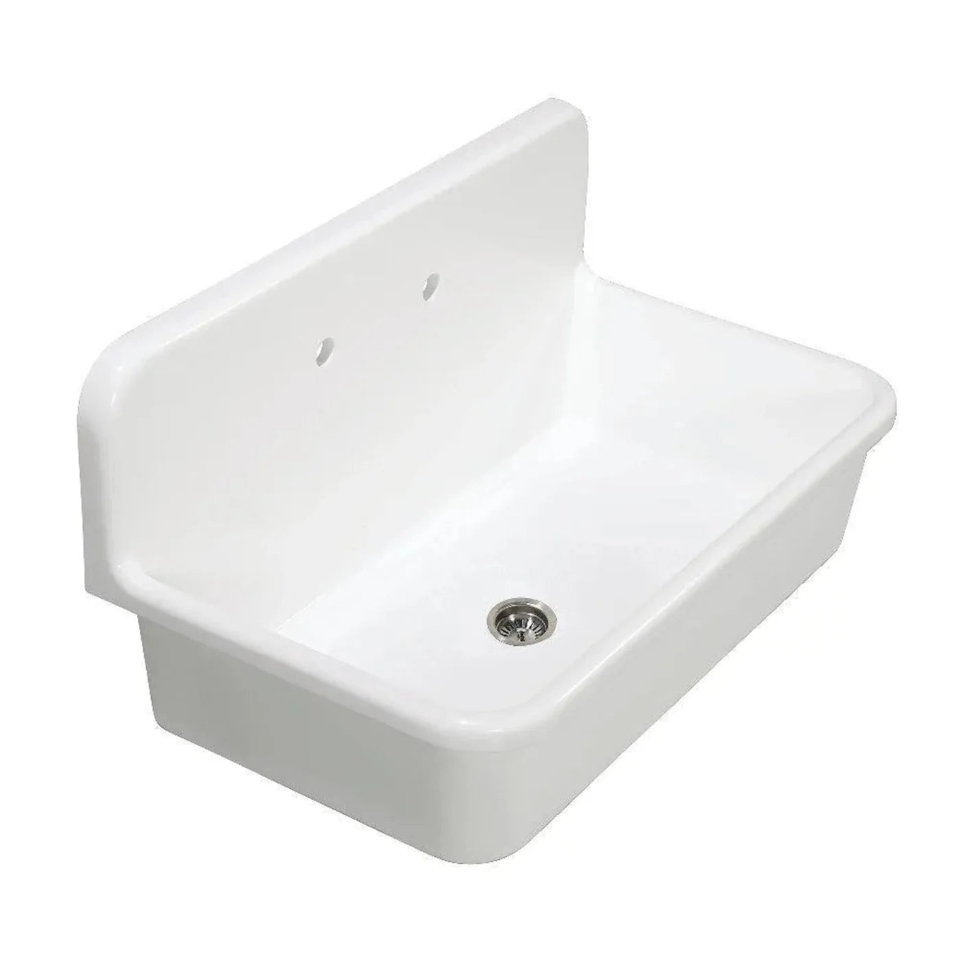 Kingston Brass Arcticstone 36 in. Solid Surface Top-Mount Kitchen Sink with Backsplash in Matte White - GKTA3620198
