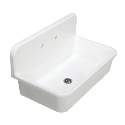 Kingston Brass Arcticstone 36 in. Solid Surface Top-Mount Kitchen Sink with Backsplash in Matte White - GKTA3620198