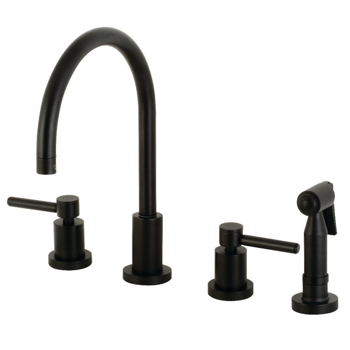Kingston Brass Concord Double-Handle 4-Hole Widespread Kitchen Faucet with Brass Sprayer - KS872