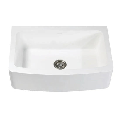 Kingston Brass Solid Surface 33 in. x 22 in. Farmhouse Apron Front Single Bowl Kitchen Sink in Matte White - GKFA33229
